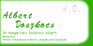 albert doszkocs business card